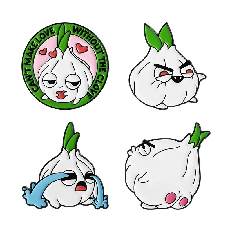 Enamel Pin Cute Cartoon Garlic Shaped Brooch Funny Expressions Creative Badges Personalized Bags Clothing Accessories Brooch