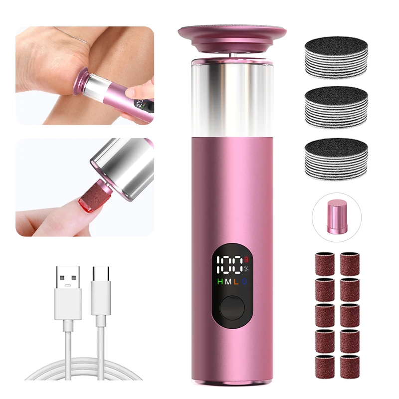 Electric Callus Remover Foot File 2-in-1 Adjustable Speed with 60pcs Sandpaper Discs for Pedicure And Callus Removal High Qualit