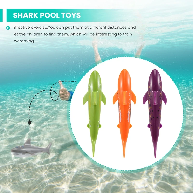 4 PCS Children's Swimming Toy Shark Shape Dive Toy Water Game Toy Game Diving Toy Pool Glide Shark Throw Torpedo Toy