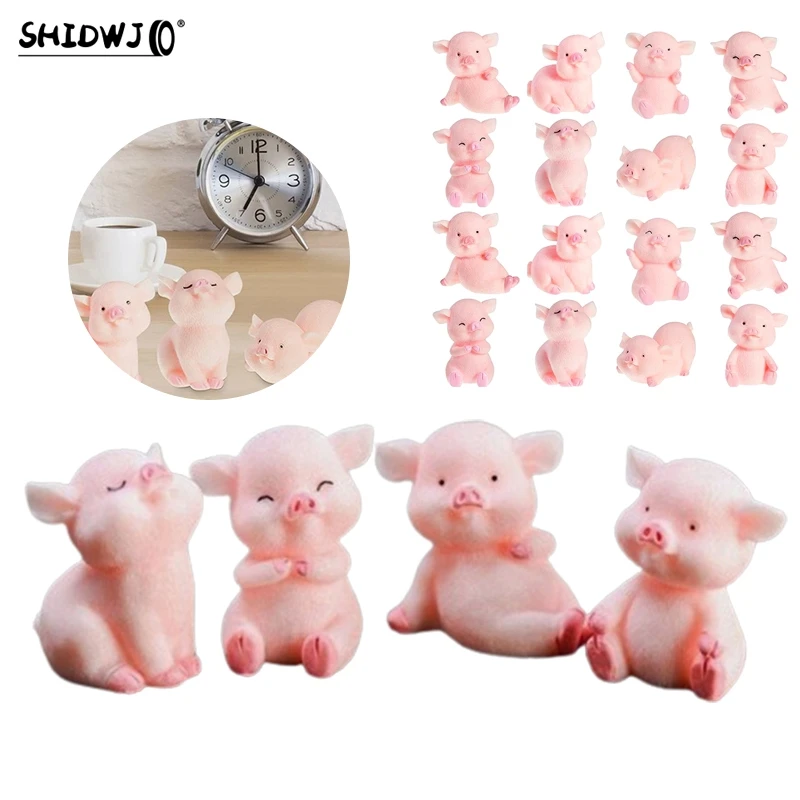 

8Pcs/set Car Decor Cartoon Miniatures Pink Pig Naughty Australia Animal Doll Toy Model Statue Figurine Ornament Accessories
