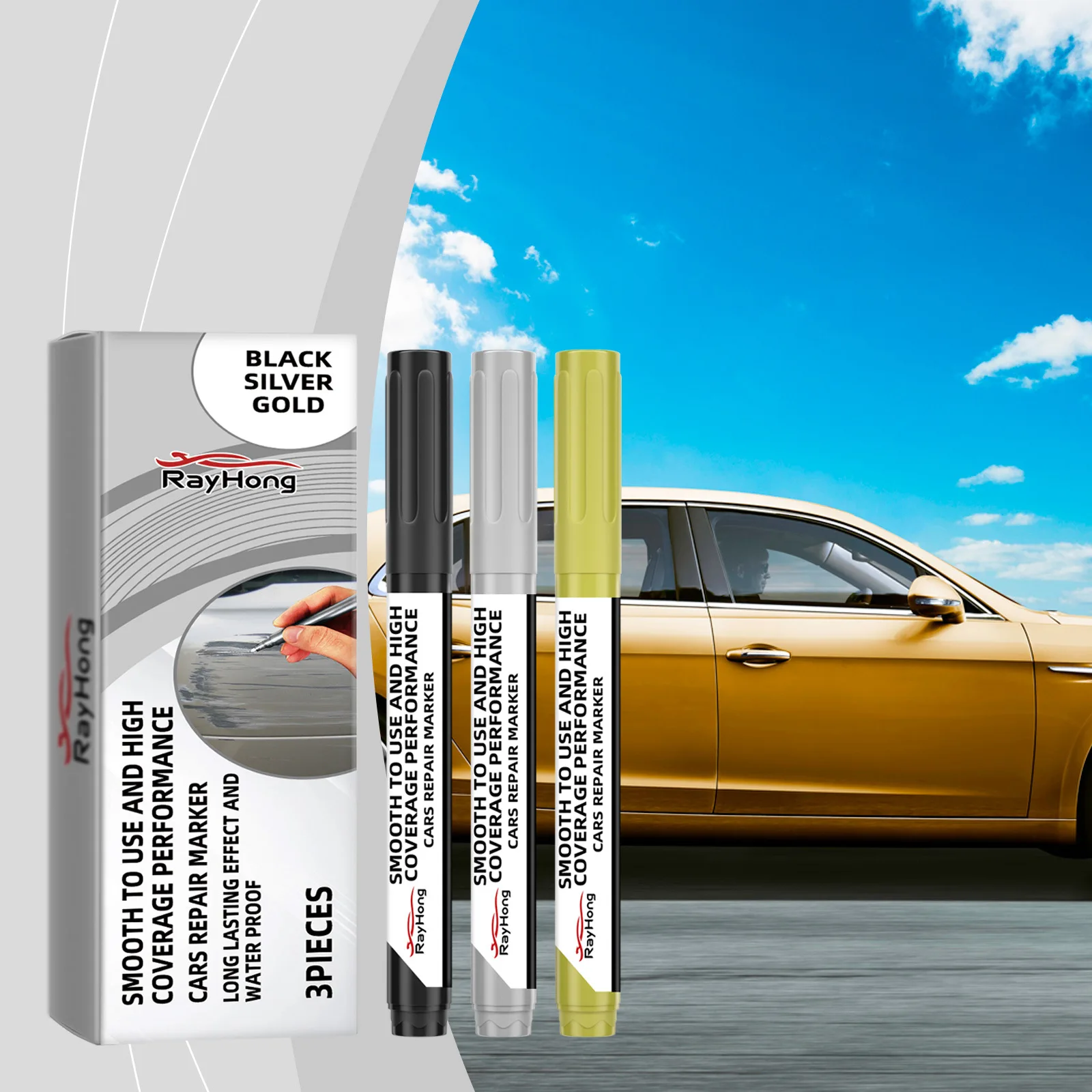 

Car Touch Up Paint Pen-Scratch Repair Marker for Cars Helps Cover Minor Scratches, Waterproof & Easy To Use (3pcs)