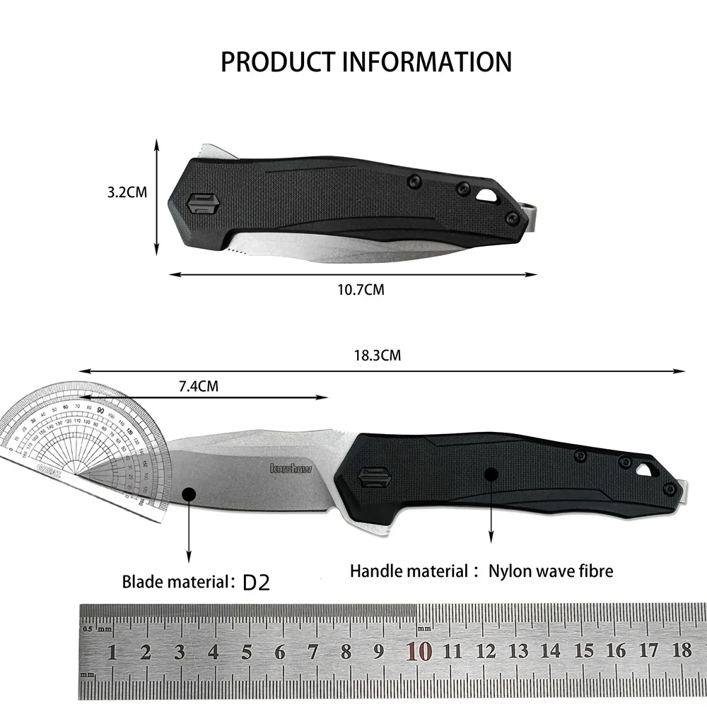 KS 2041 High Quality Folding Knife Outdoor EDC Pocket Knives D2 Blade Nylon Glass Fiber Handle Camping Hiking Hunting Tools