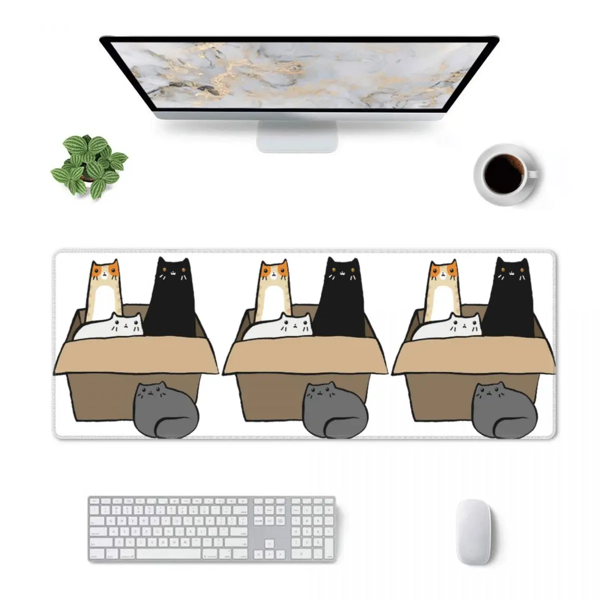 Large Mouse Pad Cats In A Box Gamer PC Laptop Mats Keyboard Carpet Computer Gaming Office Accessories Desk Mat