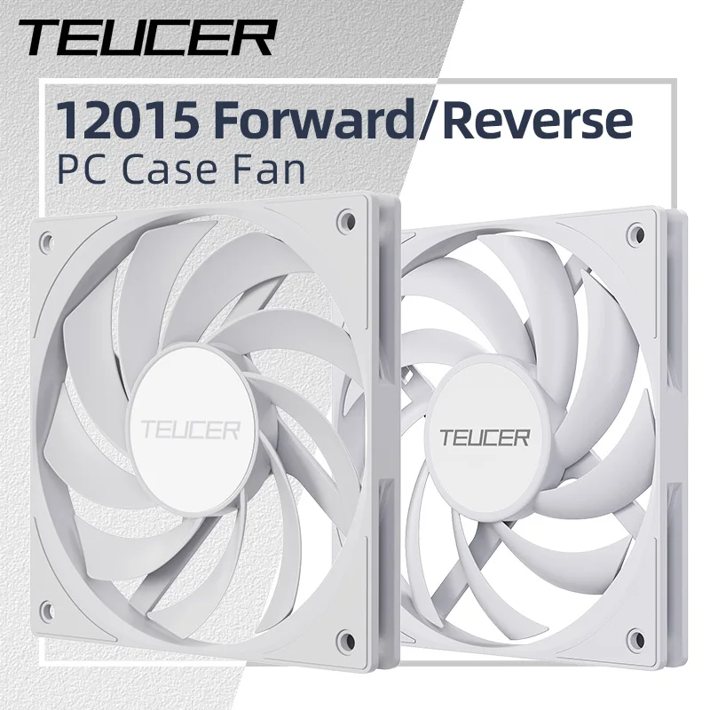Teucer 12015 Forward Reverse PC Case Fan FDB Bearing PWM 800-2400RPM Cooling Fan High Performance for CPU Cooling and PC Builds