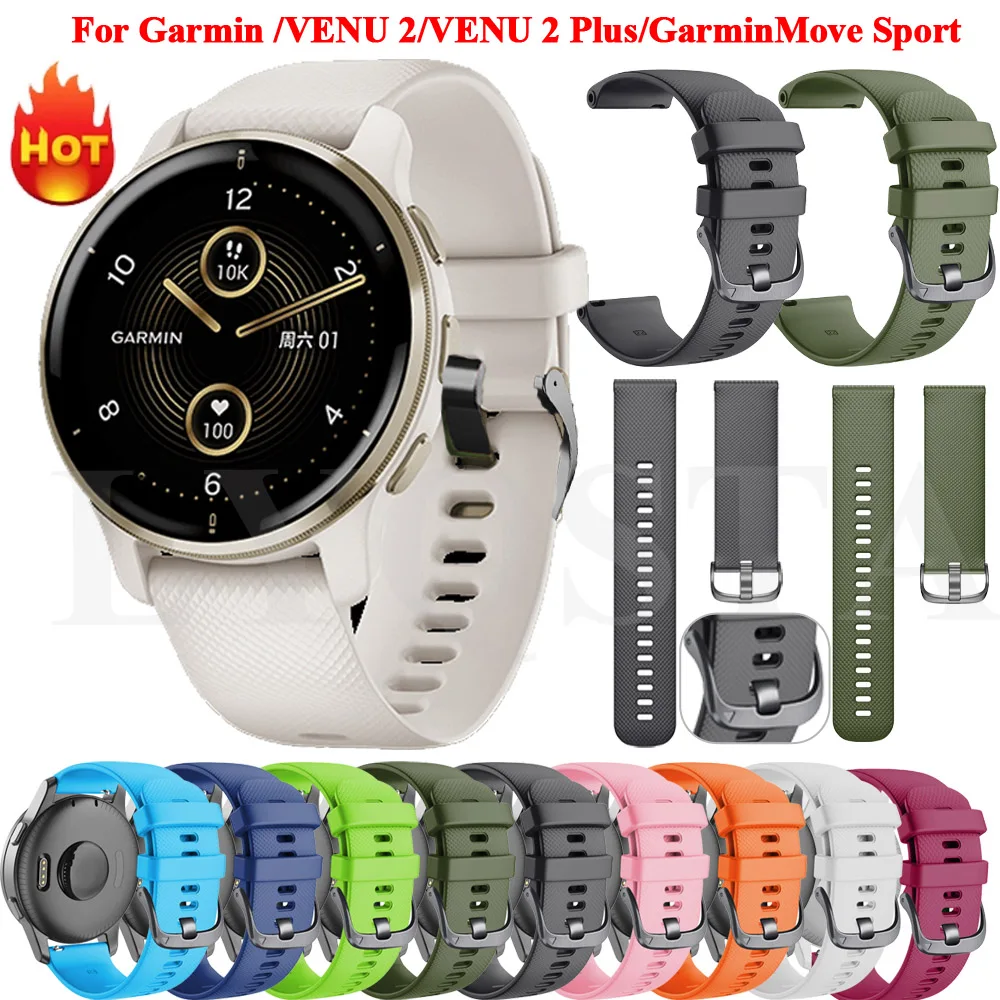 20 22mmStrap For Garmin Venu2/Venu 2 Plus Wristband For GarminMove Sport Forerunner245 645 Vivoactive 3 4 Silicone Bracelet Band