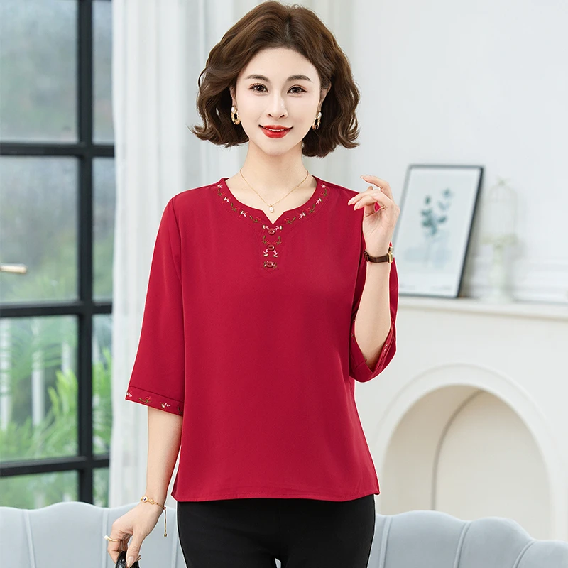 Kaos Longgar Bordir Elegan unt - Women Fashion Over 60 ulasan dan harga