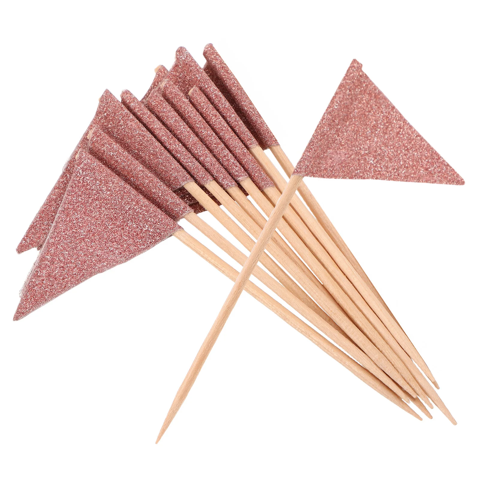 

12pcs Cake Decoration Flags Rose Gold Mini Stick Banners Party Wedding Dessert Toppers Fruit Tray Picks Decorative for Cupcakes