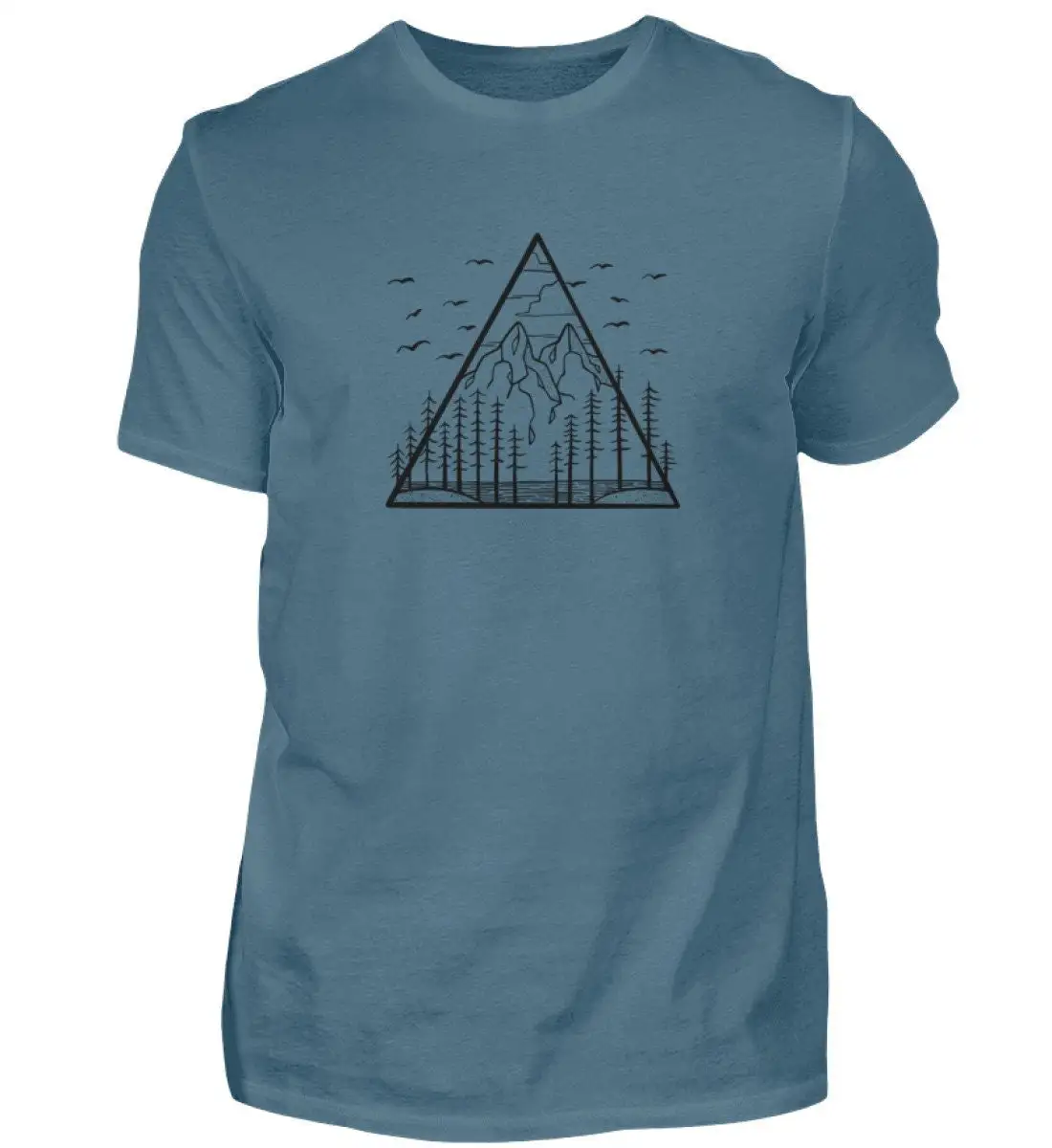 Mountains Triangle Men's T shirt Forest Nature PrinT Man Trees Hiking Motif Adventure Logo