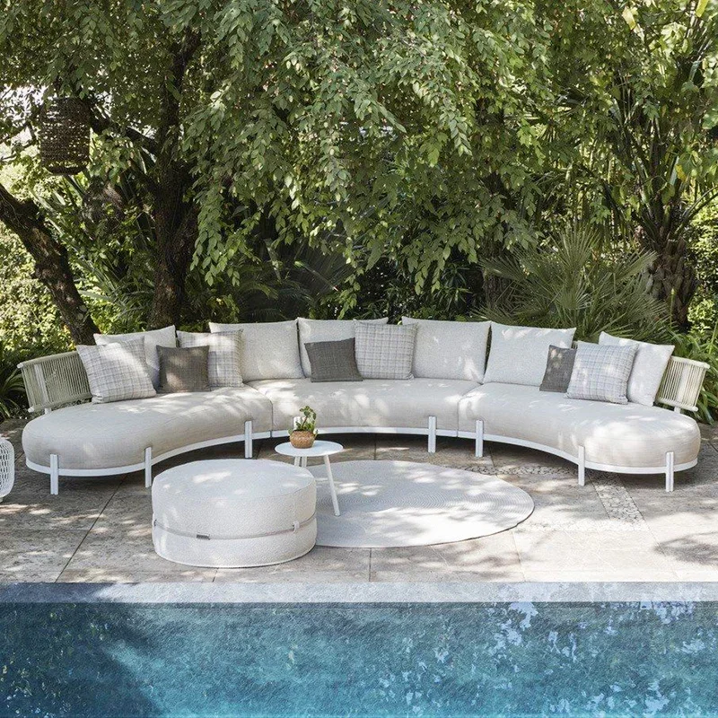 Curved outdoor sofa courtyard rattan rain and sun protection designer sales department villa garden outdoor open-air furniture