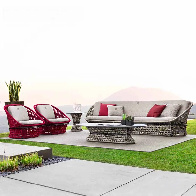 Outdoor sofas, courtyards, villas, balconies, rattan chairs, coffee tables, furniture combinations, outdoor gardens, waterproofi