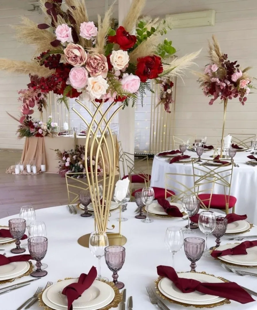 Metal Flower Vase Floor Vases Column Stand Metal Road Lead, Wedding Centerpiece Geometric Pot Table Rack for Home Decor 10 Pcs