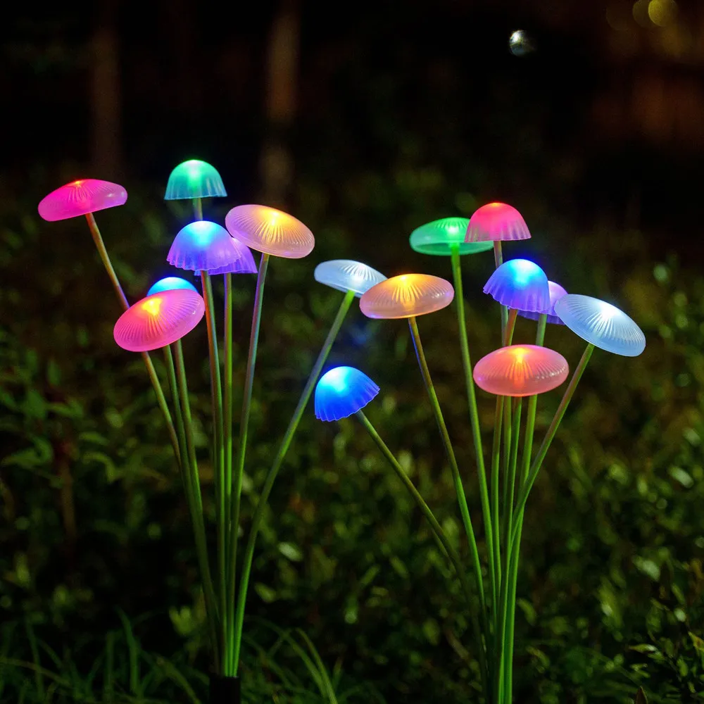 Lawn Lamps Silicone Mushroom Solar Powered Outdoor Lighting Lawn Lamp Garden Ground Plug Light Landscape Waterproof Light 300