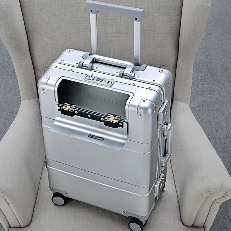 Aluminum Travel Suitcase Hard Trolly Case High-quality Spinner Wheels Aluminium Rolling Luggage 20