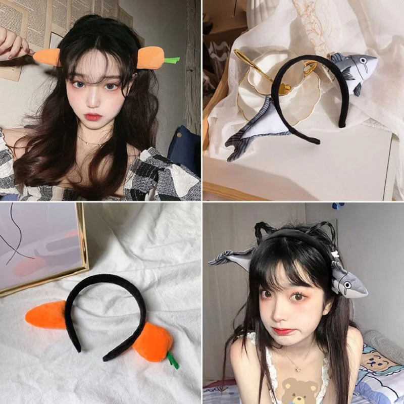 

Оригинальные забавные повязки для волос для женщин, модная повязка на голову для мытья лица, милые повязки для волос с мультяшными акулами, ушками, аксессуары для волос для девочек