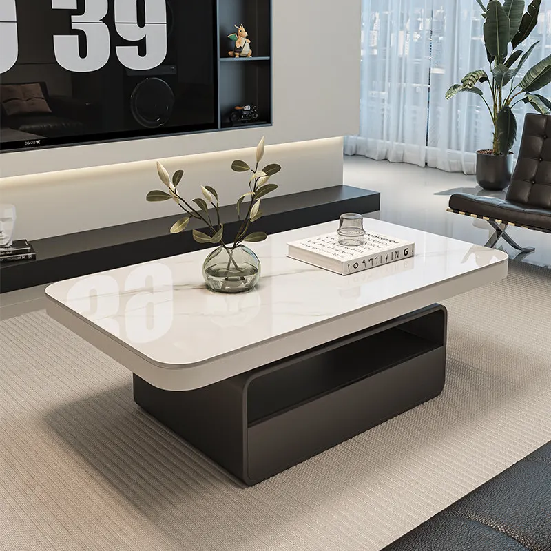 Modern Simple Rectangular Coffee Table Light Luxury Italian Minimalist Living Room Home Rock Slab Edge Side Tables Furniture