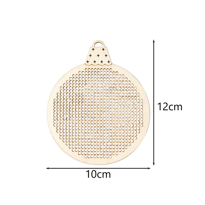 6Pcs Christmas Cross Stitch Hole Carving Wooden Pendant Embroidery Slices Diy for Xmas Holiday Christmas Tree Hanging Decoration