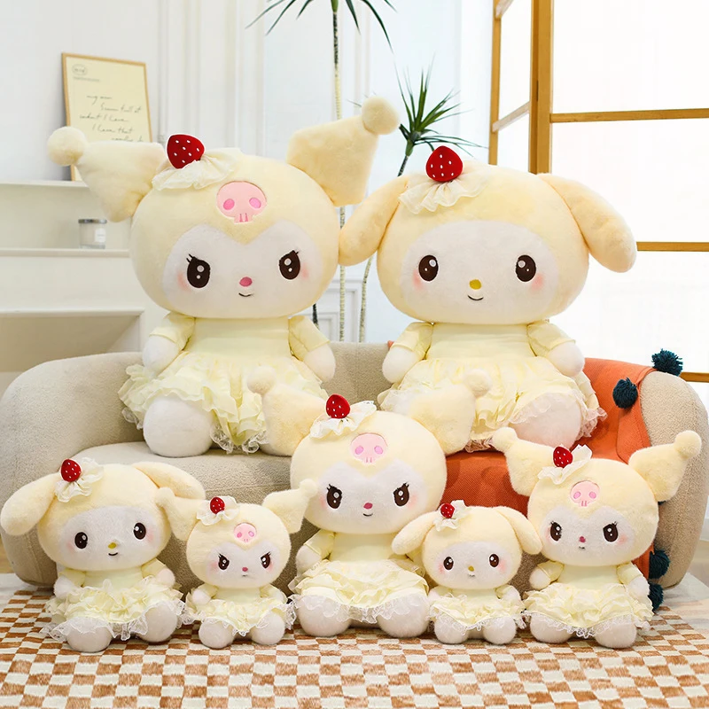 

Kawaii Sanrio Plush Toy Cute Filled Doll Cartoon Peanuts Wedding Keroppi with White Veil Melody Stuffed Animal Kids BirthdayGift