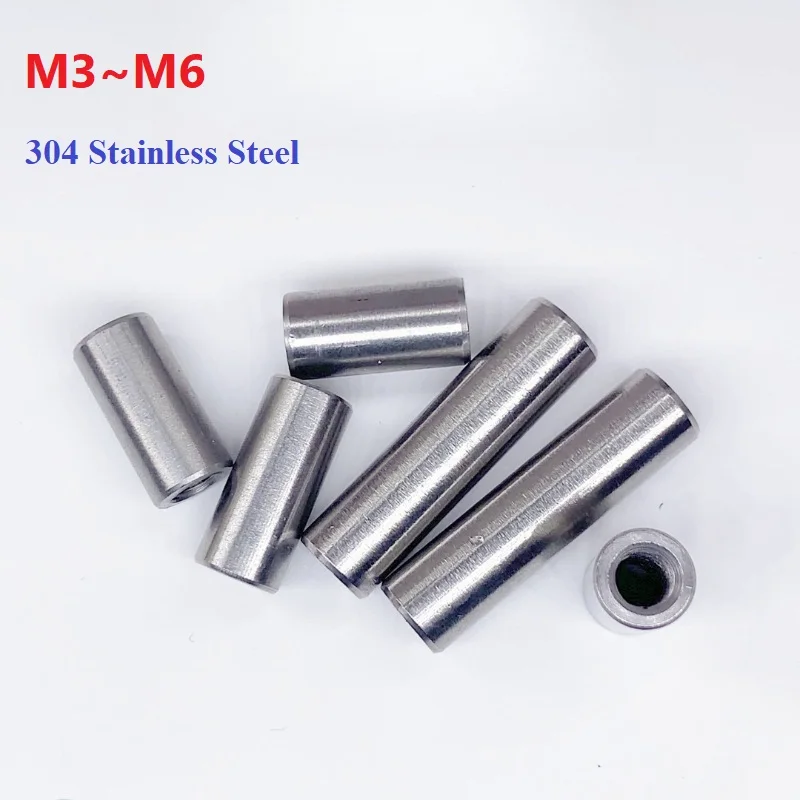 M3 M4 M5 M6 Double Head Internal Thread Cylindrical Pin with Hole Pins 304 Stainless Steel Positioning Coupling Nut Stud
