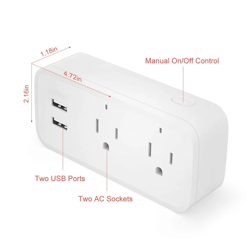 Graffiti-WLAN-Buchse, 16 A, One Drag Two, Dual-USB-Steuerung, WLAN-Smart-Buchse mit US-Stecker