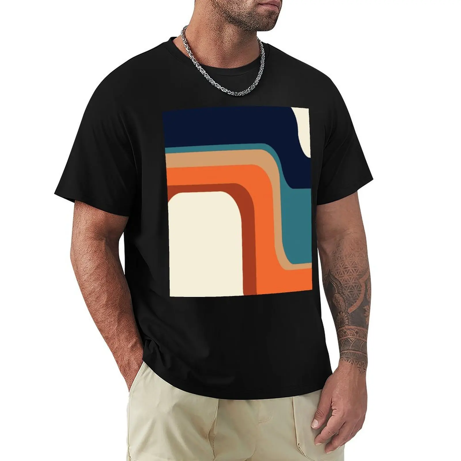 

Mid-Century Modern Meets 1970s Orange and Blue Rainbow T-Shirt funny shirt cotton plain quick drying mens white t shirts