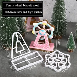 3pcs/set Baby Kids Wind Flower Mold 3d Ferris Wheel Cookie Cutter Fondant Cake Baking Tool Decor Embossed Molds Baking Pastry