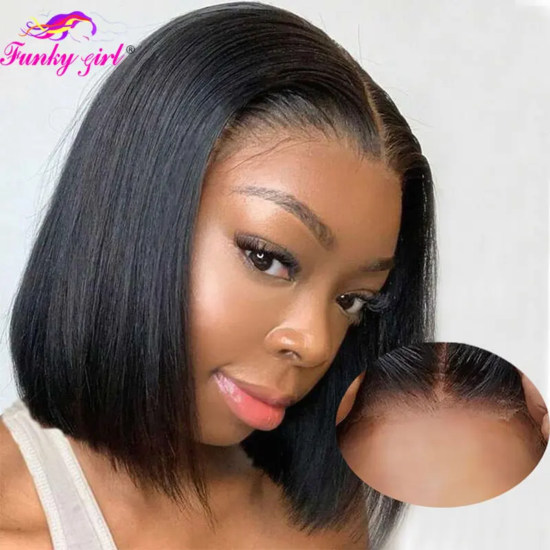 Straight Glueless Bob Wigs Human Hair Pre Plucked 13x4 Straight Lace Front Wigs Human Hair For Women Brazilian Remy Cheap Wig