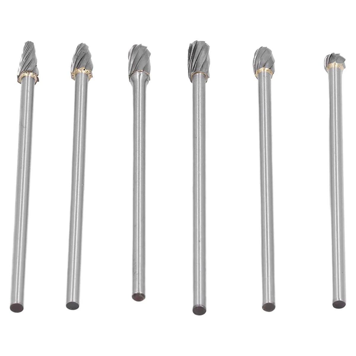 6pcs Tungsten Carbide Burrs Set, Cylinder- Porting Kit, Solid Rotate Grinding Tools for Woodworking Drilling Carving