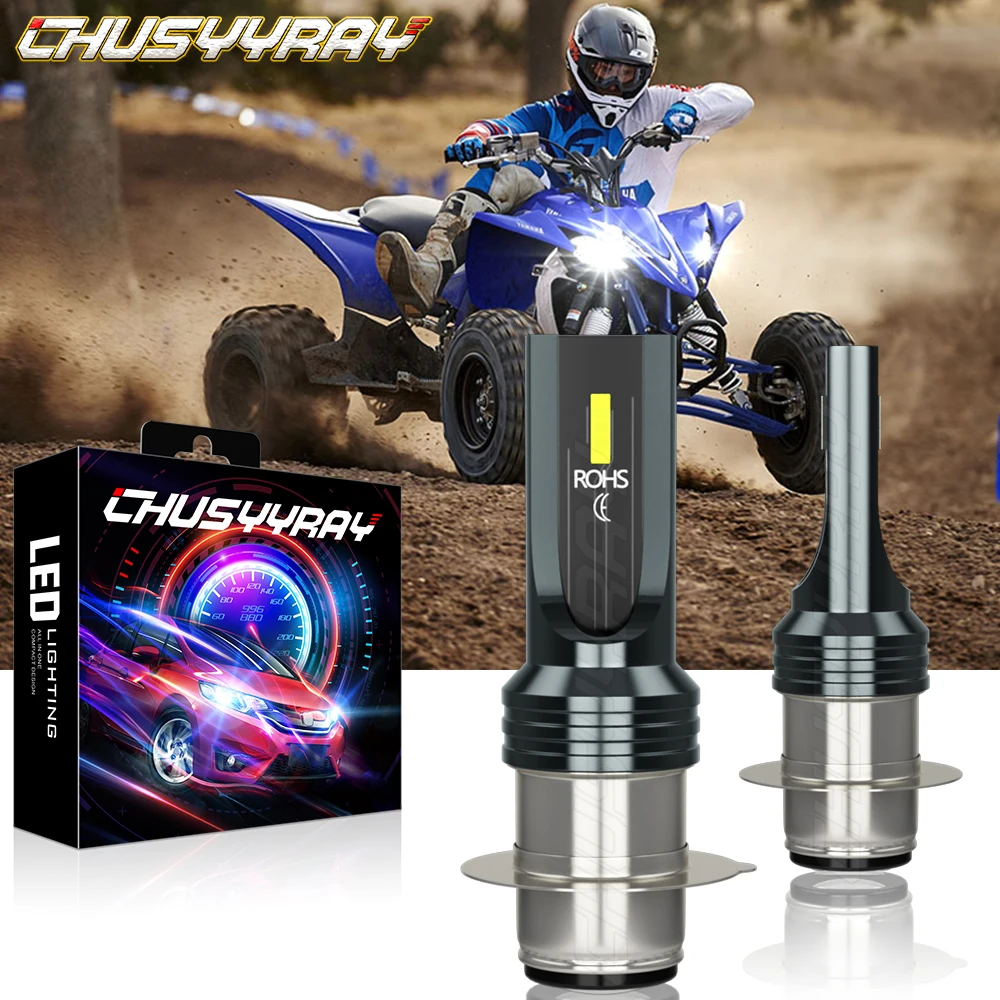 CHUSYYRAY 2pcs H6 Headlight Bulb White Headlamp LED Motorcycle Headlight Bulb Compatible For Yamaha Yfz450 Yfz450r Led 2004-2021