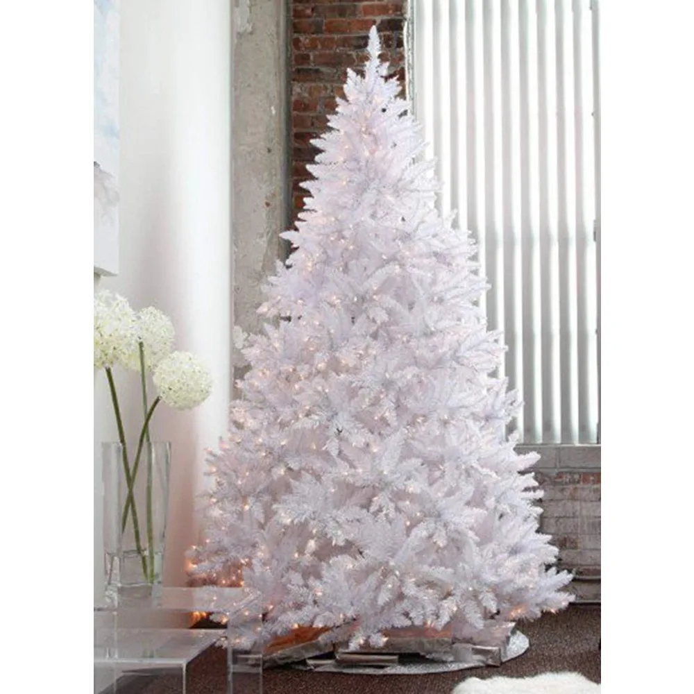 

7 Feet Pre-lit Sparkling White Christmas Tree, with LED Light and Metal Stand ,Christmas Trees