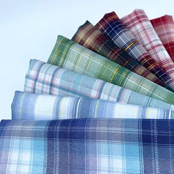 Gold Silver Thread Plaid Fabric By The Meter for Dresses Clothes Sewing High Quality Japanese Jk Skirts Cloth Silky Smooth Black
