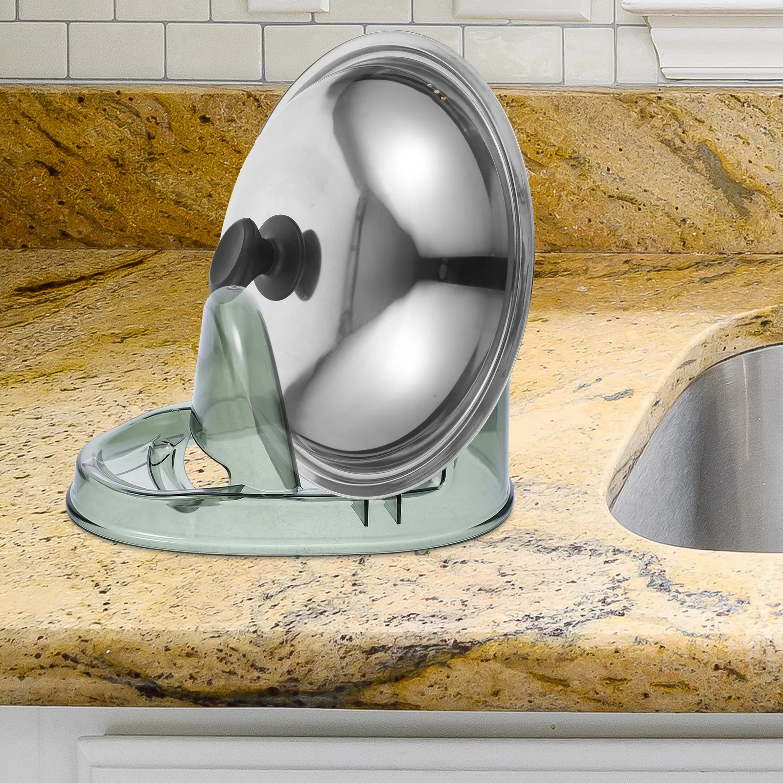 

1pc Pot Lid Rack Transparent U-Shaped Kitchen Organizer For Pan Covers Spatulas Utensils Spoon Holder Cutting Board Storage