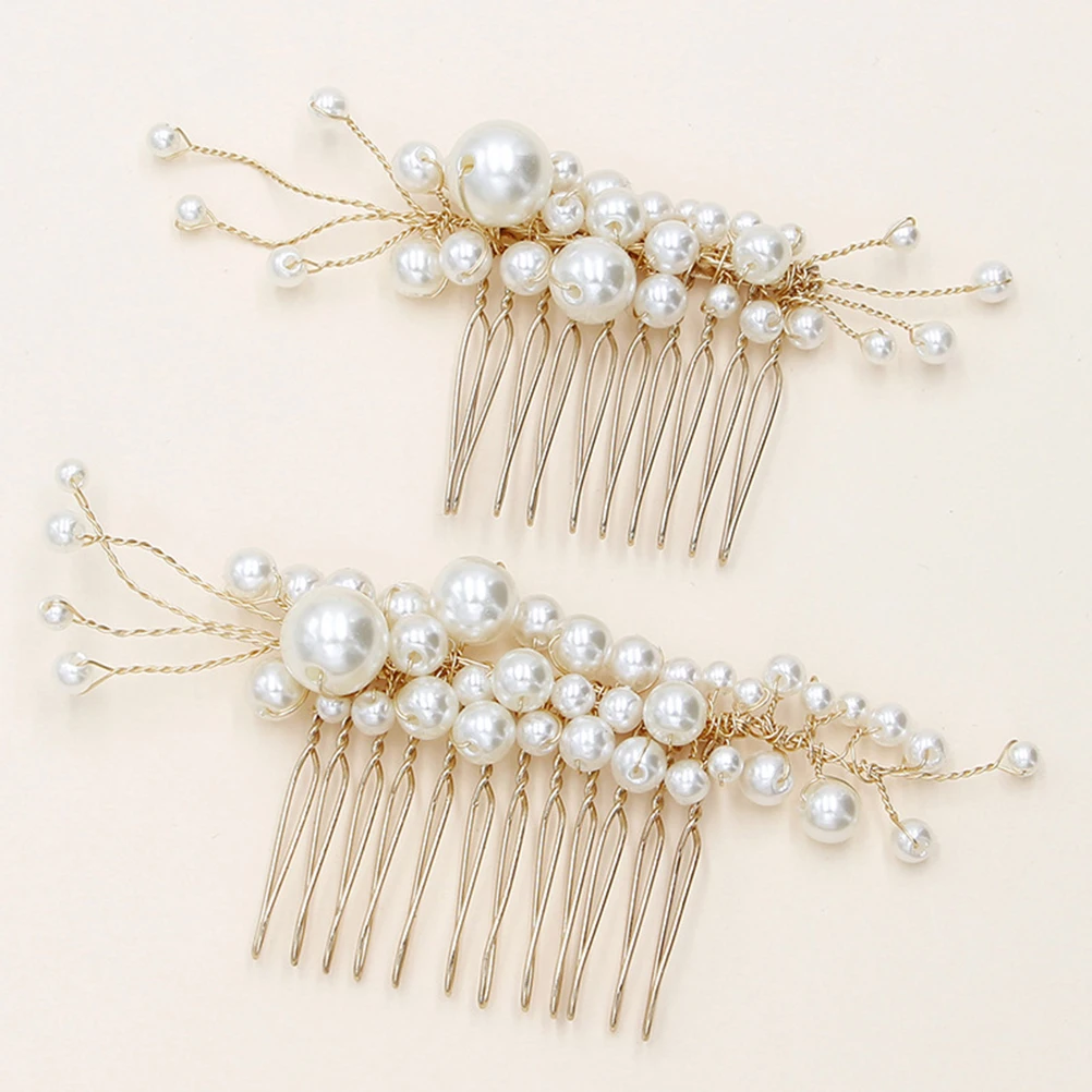 

Pearl Hair Comb Set Bridal Wedding Accessories Headdress European and American Pearls