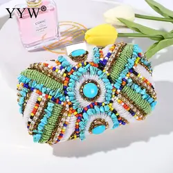 2023 multicolor Stone Bohemia perline pochette da sera contrasto colori arcobaleno borse a mano pochette da donna per feste di matrimonio