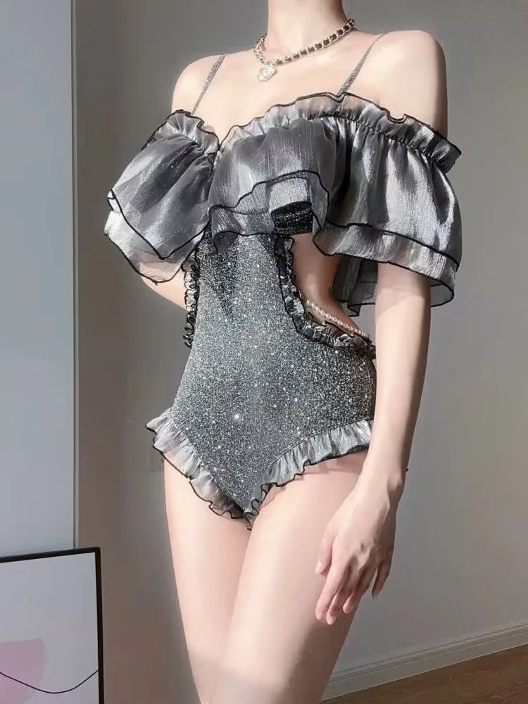 Traje de baño de encaje francés de alta gama para mujer, bañador Sexy y adelgazante, traje de baño conservador de primavera caliente