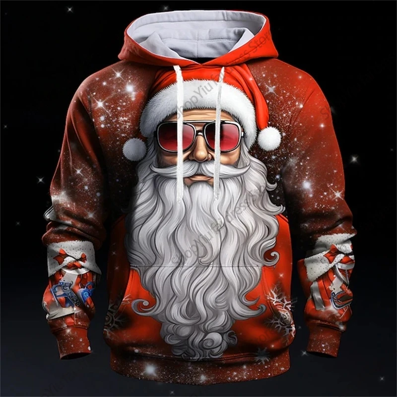 남녀공용 크리스마스 후디, 3D 산타 클로스 프린트 후디, 맨투맨 소년 코트, 여성 패션, 눈꽃 땀