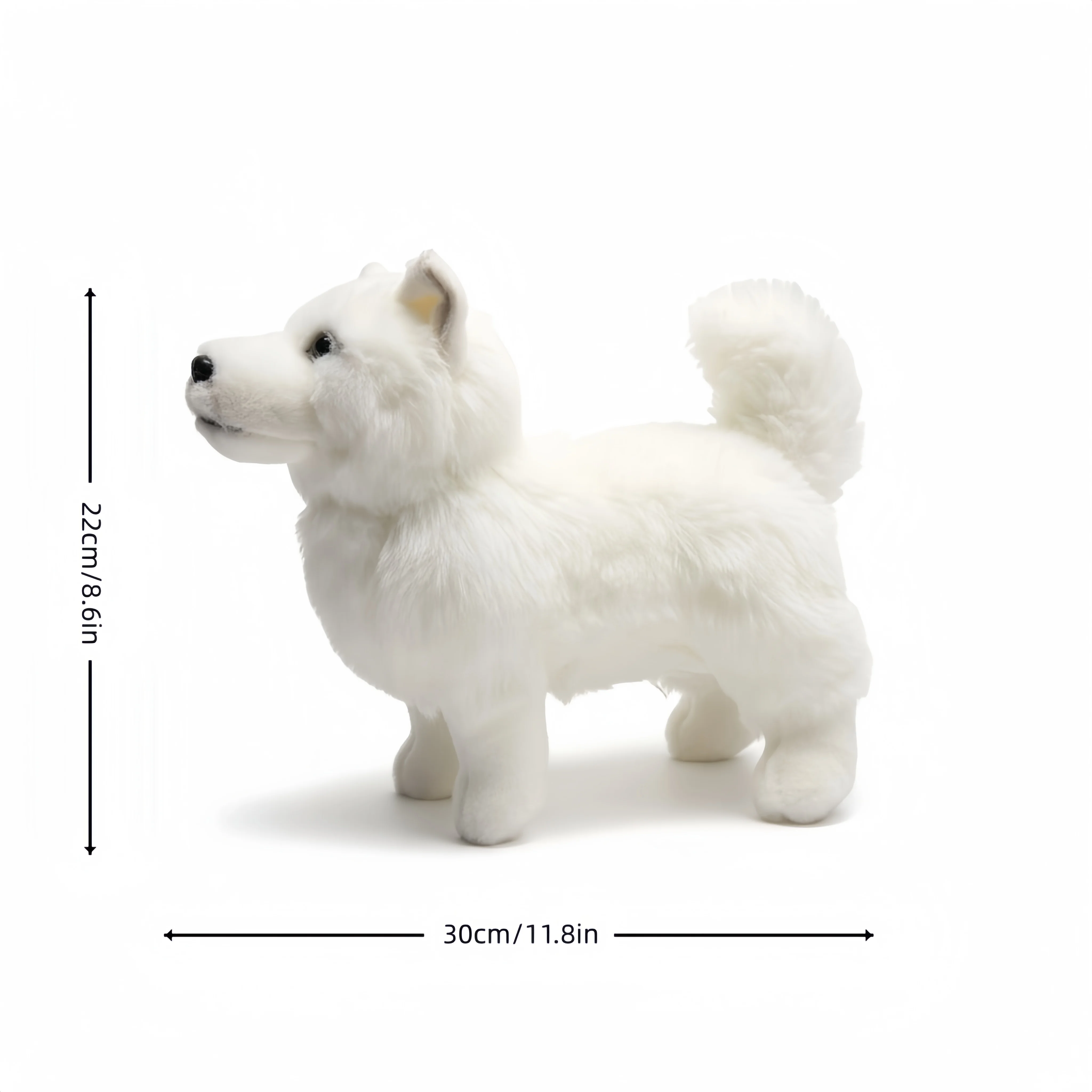 Juguete de peluche samoyedo realista, muñeco de perro de peluche, juguete suave para abrazar para niños, regalo de cumpleaños y Navidad