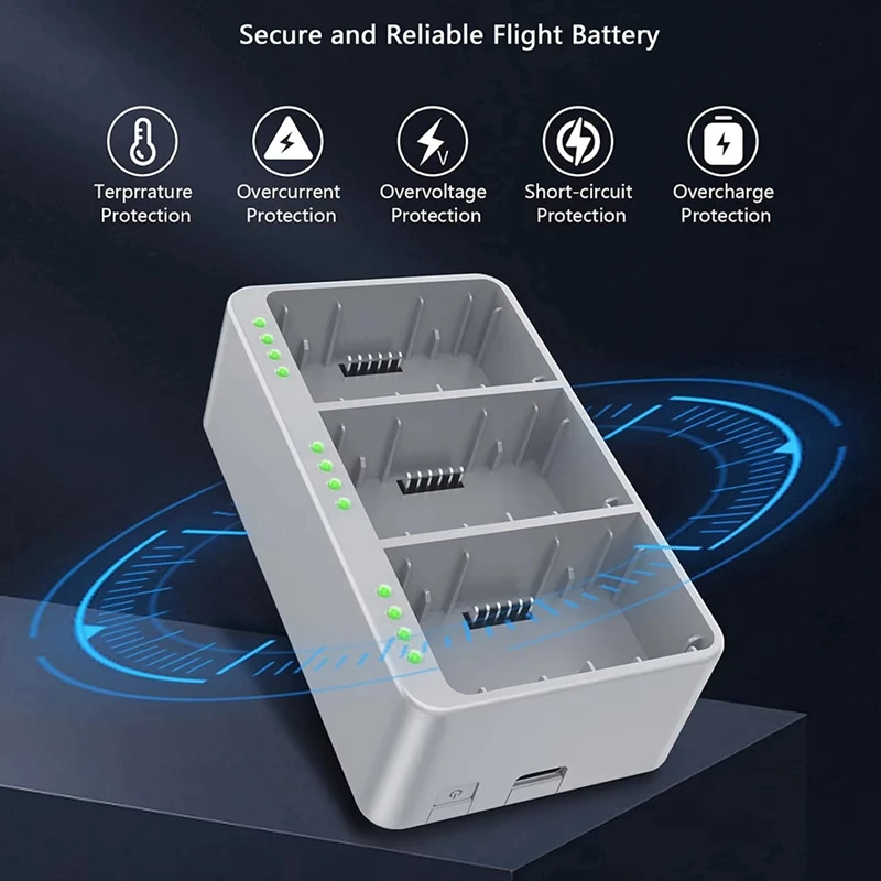 Three Channel Two-Way Charging Hub for 4 Pro and 3 Pro Battery for 3 Pro Battery Charger  -Miuai】