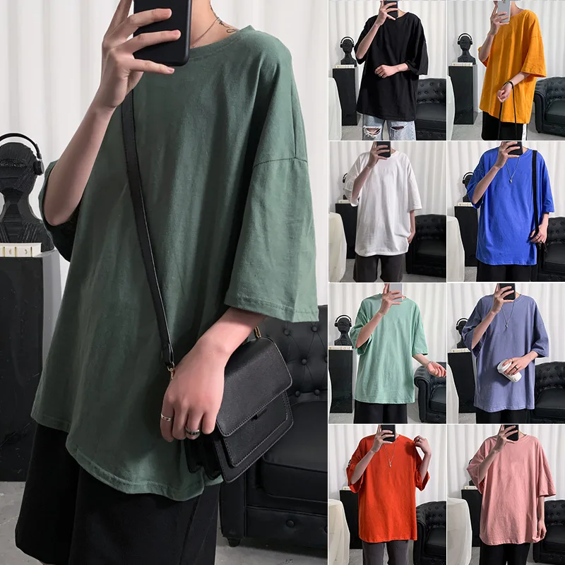 Hong Kong Style 2022 Loose Soild Harajuku Camisas Streetwear Short-sleeved T-shirt Jacket Men Oversized 5XL T Shirt