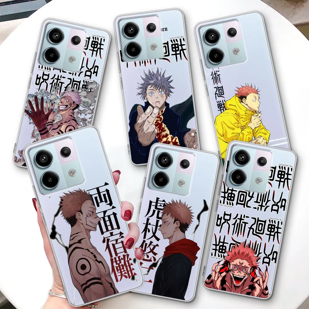 

Чехол с аниме «Jujutsu Kaisen» для Xiaomi Redmi Note 14 10 11 11S 13 9 12 Pro Plus 13R 11T 11E 10S 8 9S, прозрачный чехол из ТПУ для телефона