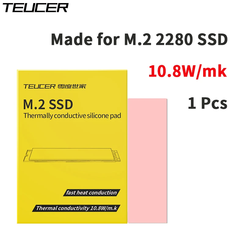 TEUCER bantalan termal SSD M.2, 10.8W/mk kartu grafis CPU Motherboard penghilang panas bantalan silikon 70*22mm untuk SSD