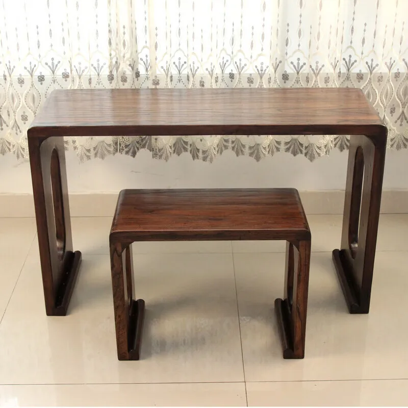 Wooden guqin table and stool overall antique piano table resonance solid wood tea table Sinology guzheng calligraphy