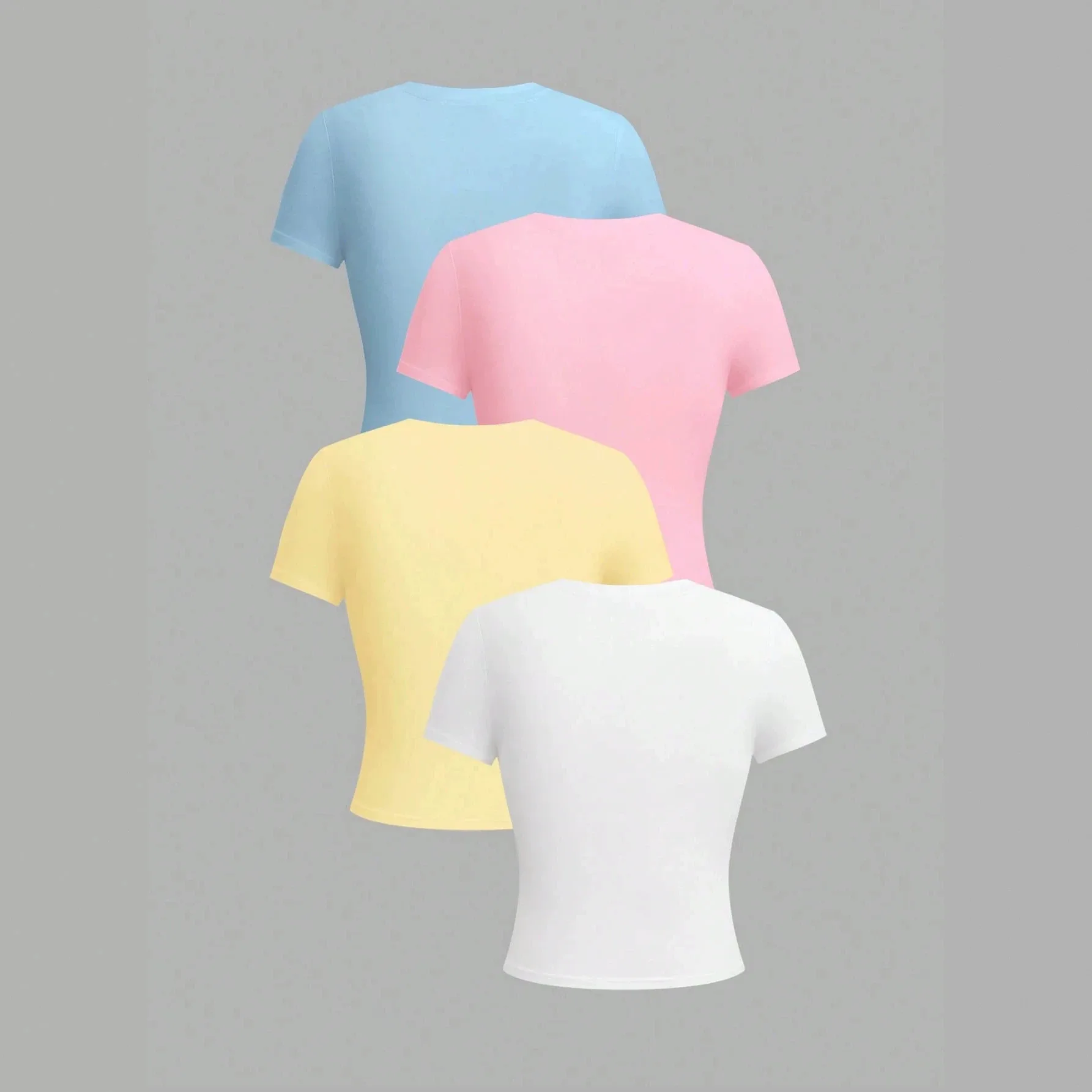 Women's Crop Top T-Shirt Summer Fashion Round Neck Short Sleeve Girl Blouses Tees