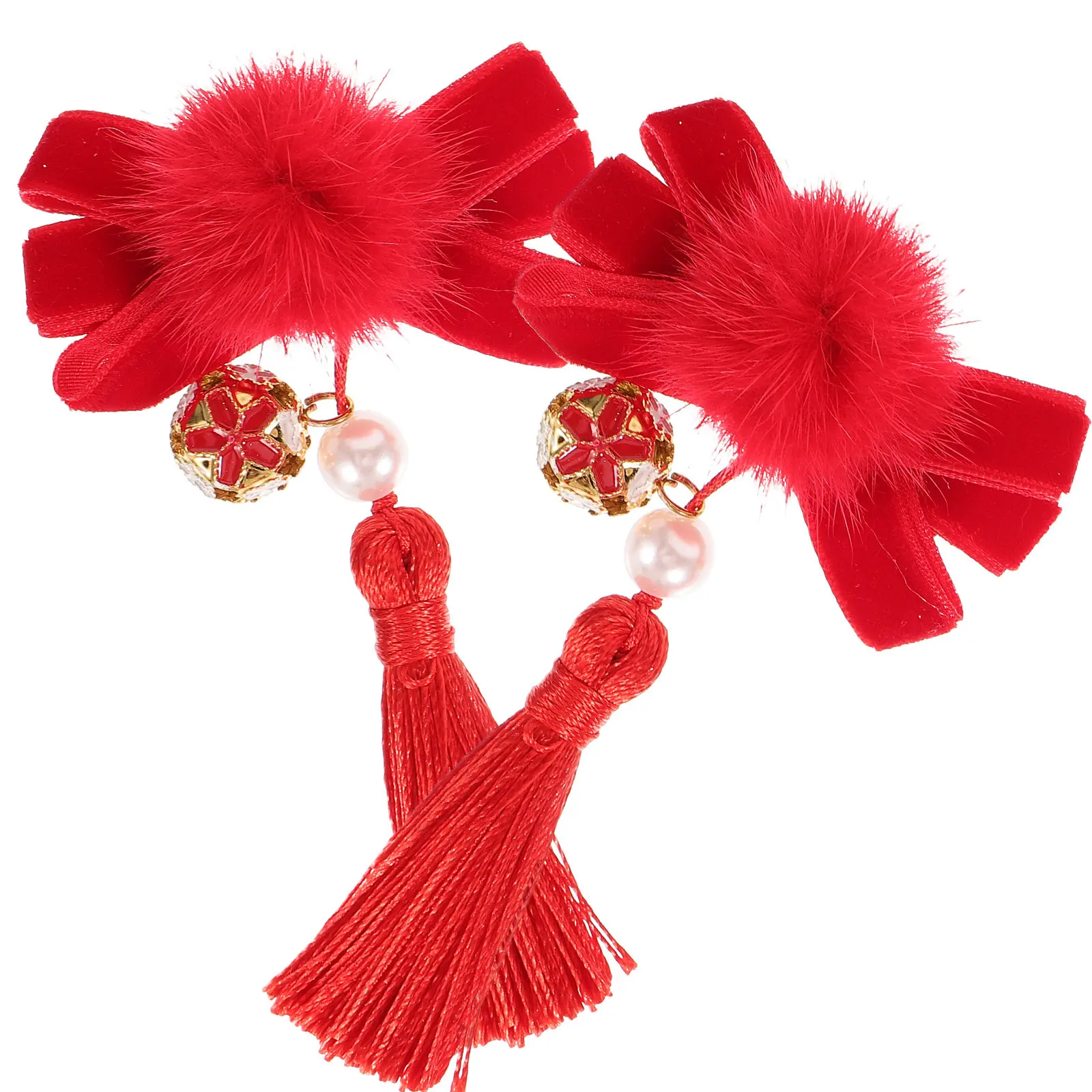 2Pcs Bow Hair Clips Tassel Hairpin Lightweight Hair Accessories for Women Wedding Birthday Party Decoration