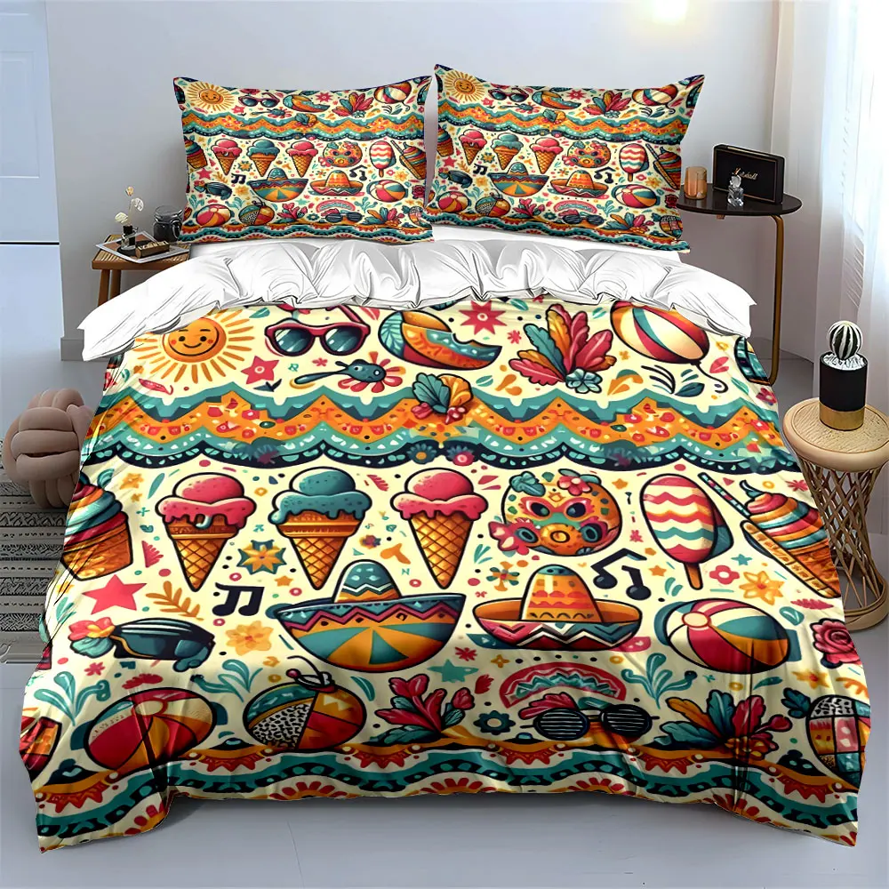 Summer Vibes Decorative Set Soft Skin-Friendly Bedding Set Includes 1 Duvet Cover And 2 Pillowcase, Gift