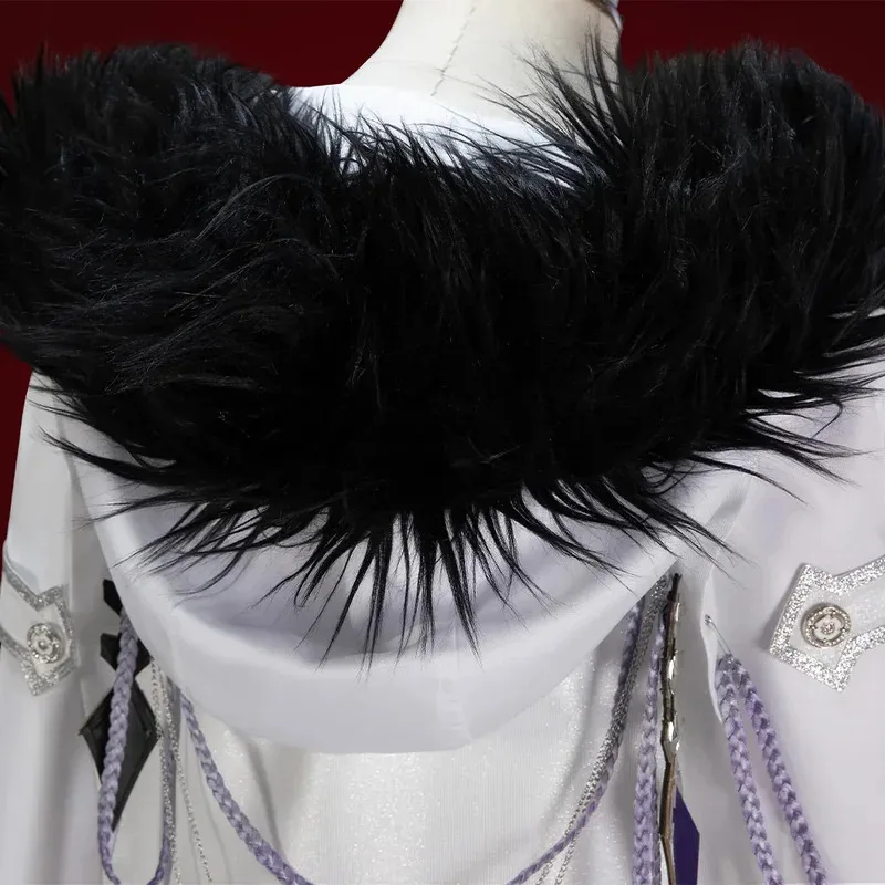 أزياء CyGenshin Impact Scaramouche التأثيرية شعر مستعار Balladeer عباءة بقلنسوة Fatui Harbingers زي كيب لحفلات الهالوين للنساء والرجال