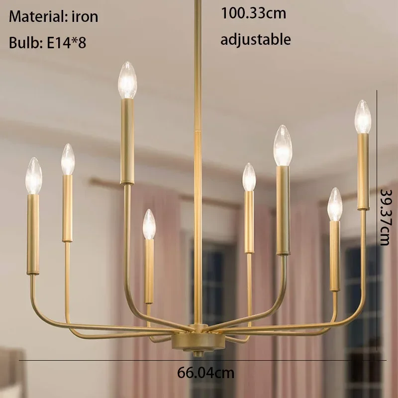 

American Style Retro Chandelier Dining Room Kitchen Bar Hanging Light Fixtures Gold Black Metal Drop Shipping Include E14 Bulb