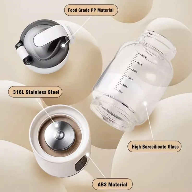 Portable Electric Baby Bottle Warmer USB Rechargeable 5200mAh Rapid Heating Water Breastmilk Wireless Bottle Heater On-the-go