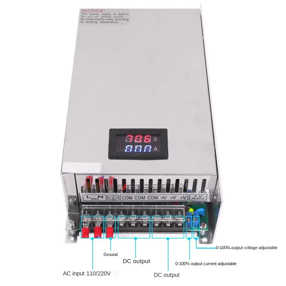 Alimentation à découpage réglable, 1000W, 0-12V, 15V, 24V, 27V, 36V, 40V, 48V, 55V, SMPS, 60V, 80V, 90V, 100V, 110V, 220V