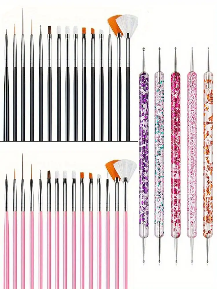 20-teiliges Nail-Art-Pinsel-Set für Design, Malerei, Zeichnen, Schnitzen, Punktieren und Maniküre-Werkzeuge – parfümfreier Acryl-Gel-UV-Nagellack