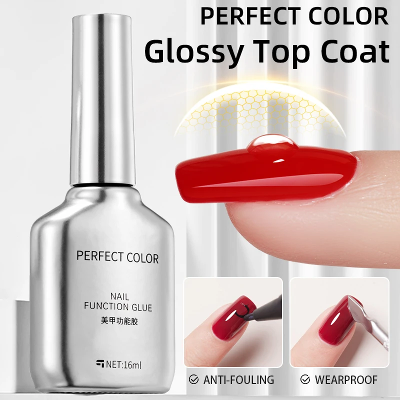 COLORE PERFETTO Top Coat Smalto per unghie 16ml Top Coat in acciaio Finitura lucida lucida Protezione per unghie a lunga durata Nail Art Design Fai da te